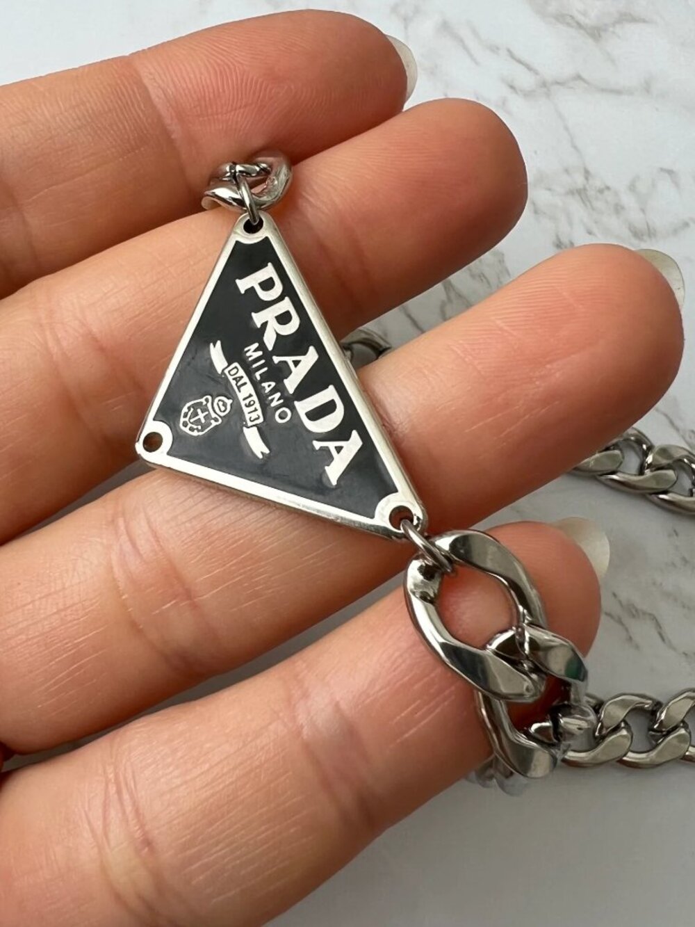 ✨PRADA tag Black Upcycled Necklace✨ - Picture 3 of 5